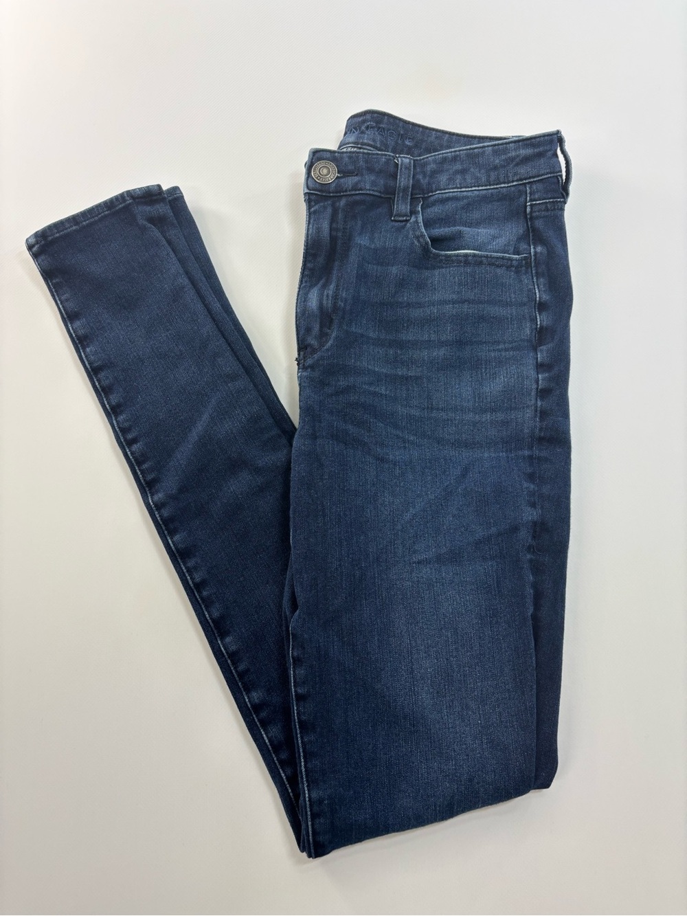 American Eagle Super Hi Rise Jeggings Size 8 X-Long Dark Blue Skinny Jeans